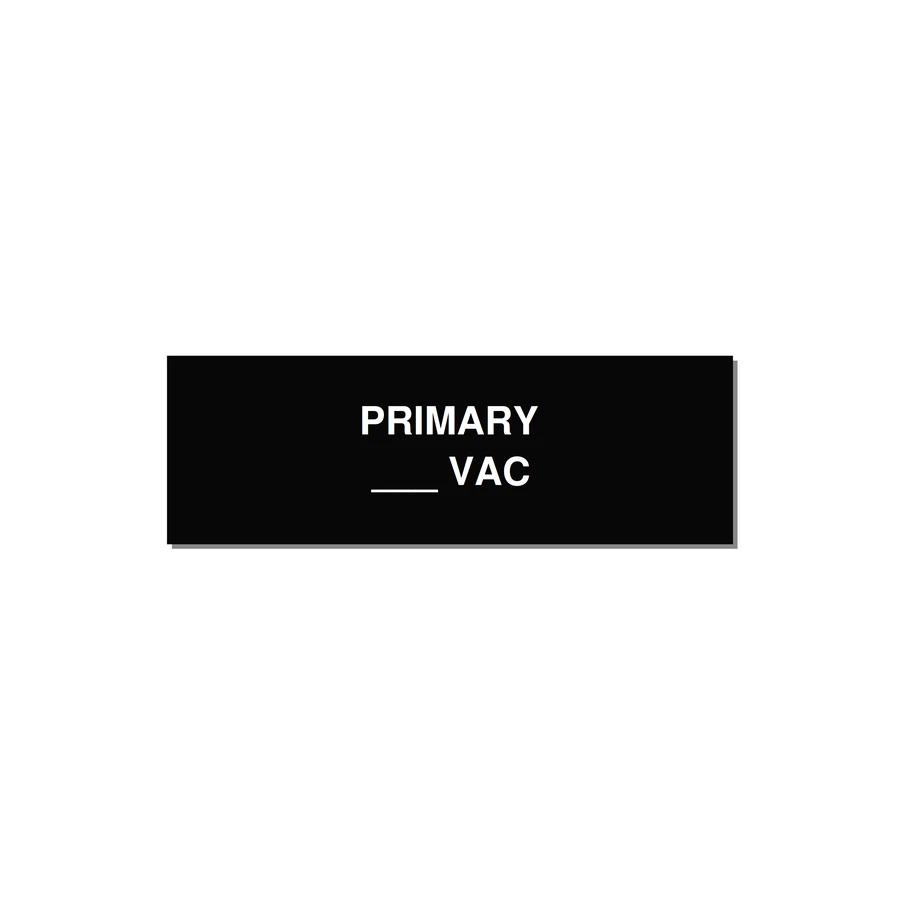 Primary Voltage Label – OEM Transformer — 3x1" White on Black, Holes