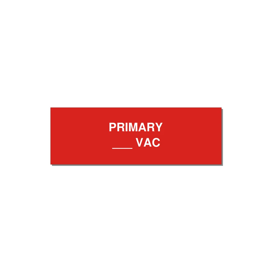 Primary Voltage Label – OEM Transformer — 3x1" White on Red, Adhesive