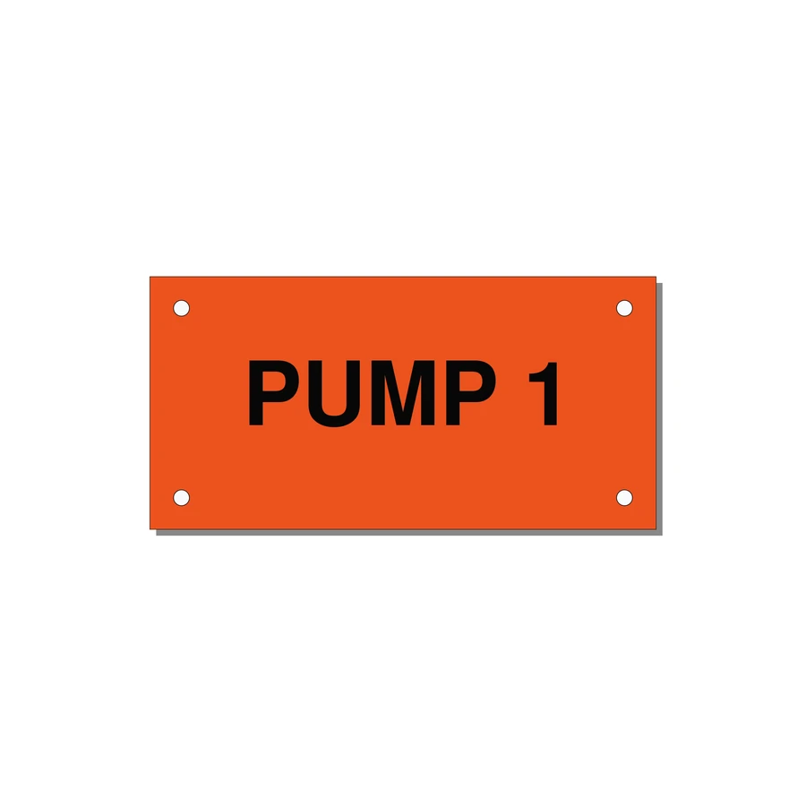 Pump 1 Label – OEM Pump Panel — 4x2" Black on Orange, Holes