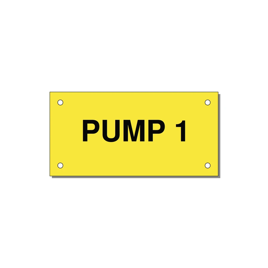 Pump 1 Label – OEM Pump Panel — 4x2" Black on Yellow, Holes