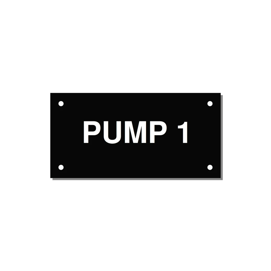 Pump 1 Label – OEM Pump Panel — 4x2" White on Black, Holes