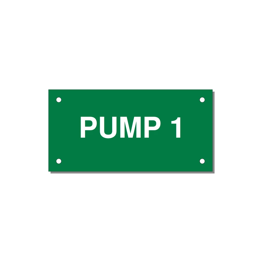 Pump 1 Label – OEM Pump Panel — 4x2" White on Green, Holes