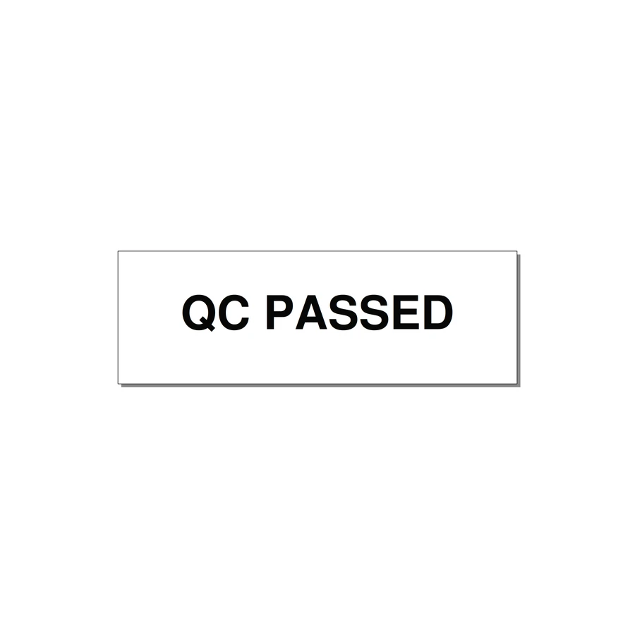 QC Passed Label – OEM Manufacturing — 3x1" Black on White, Holes