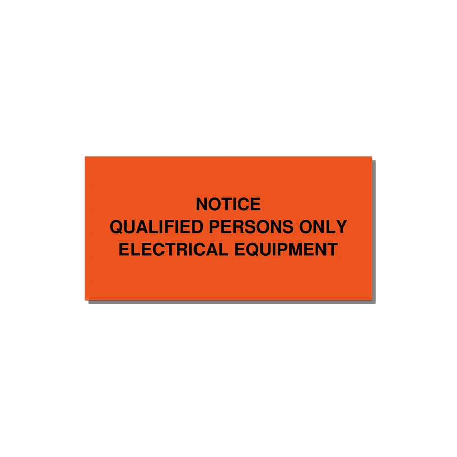 Qualified Persons Only Label — 4x2" Black on Orange, Adhesive