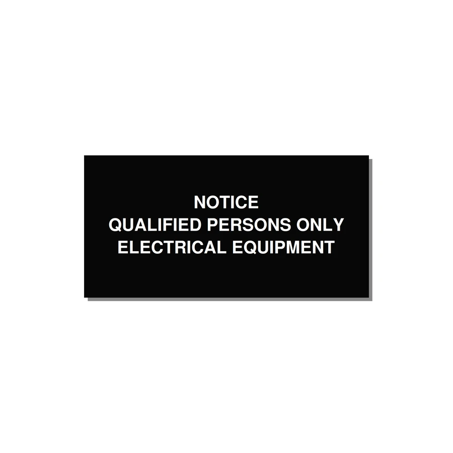 Qualified Persons Only Label — 4x2" White on Black, Adhesive