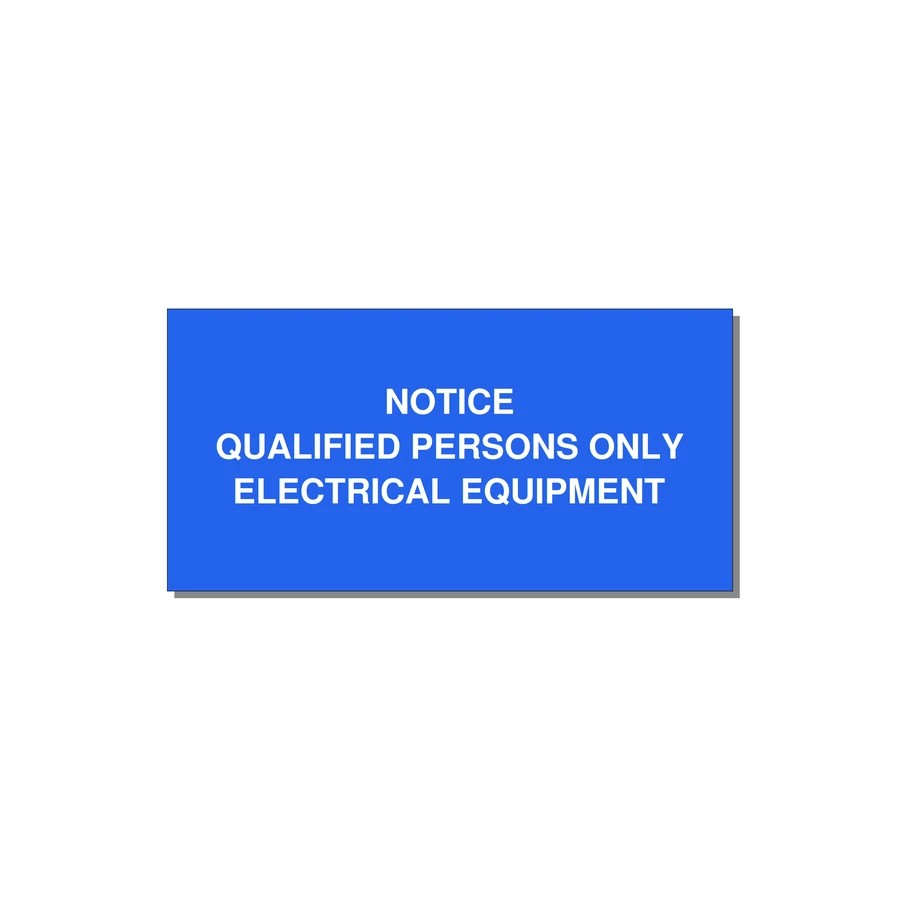 Qualified Persons Only Label — 4x2" White on Blue, Adhesive