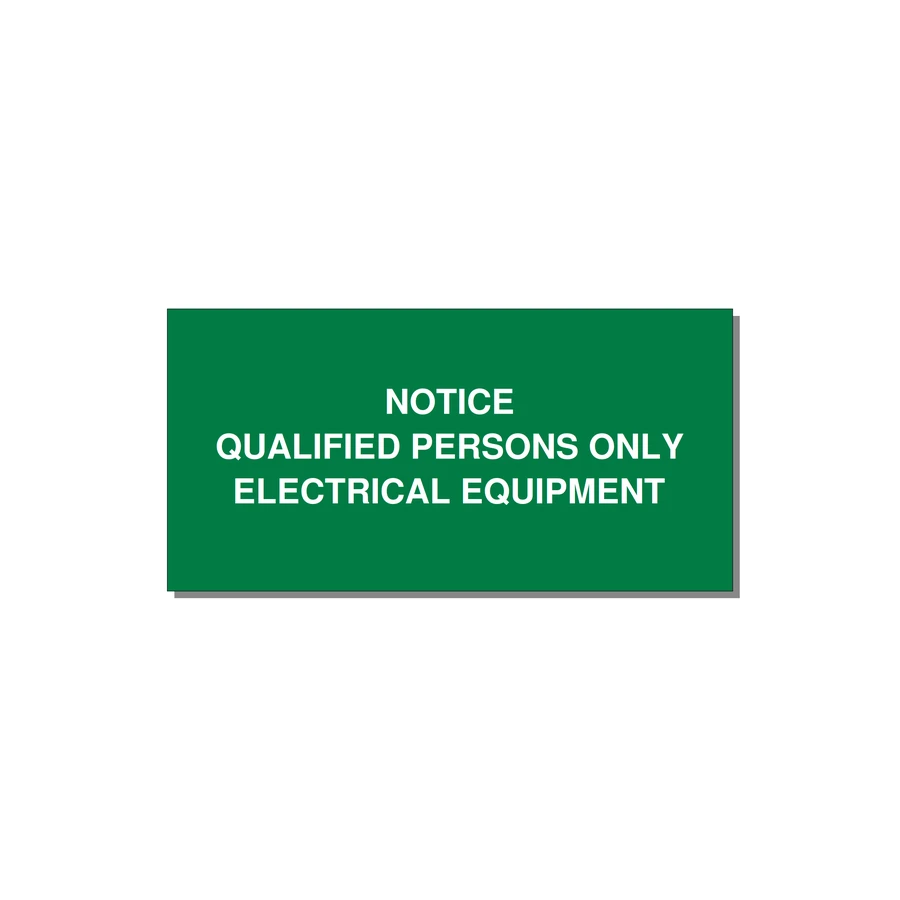 Qualified Persons Only Label — 4x2" White on Green, Adhesive