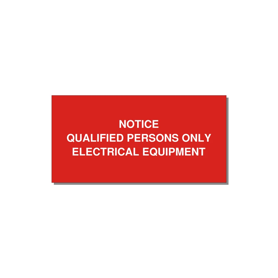 Qualified Persons Only Label — 4x2" White on Red, Adhesive