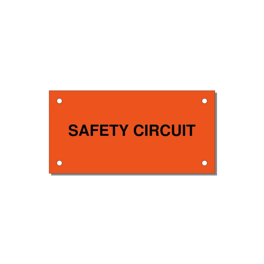 Safety Circuit Label – OEM Machine Safety — 4x2" Black on Orange, Holes