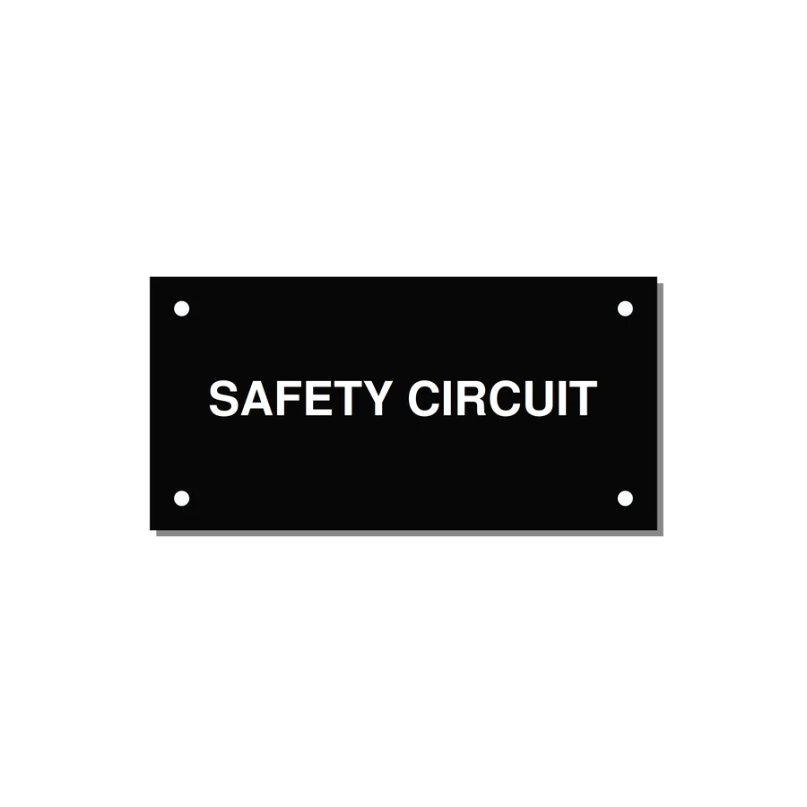 Safety Circuit Label – OEM Machine Safety — 4x2" White on Black, Holes