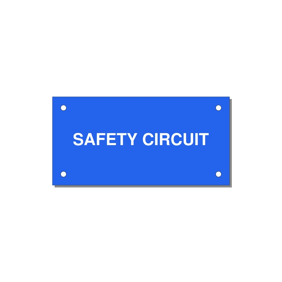 Safety Circuit Label – OEM Machine Safety — 4x2" White on Blue, Holes