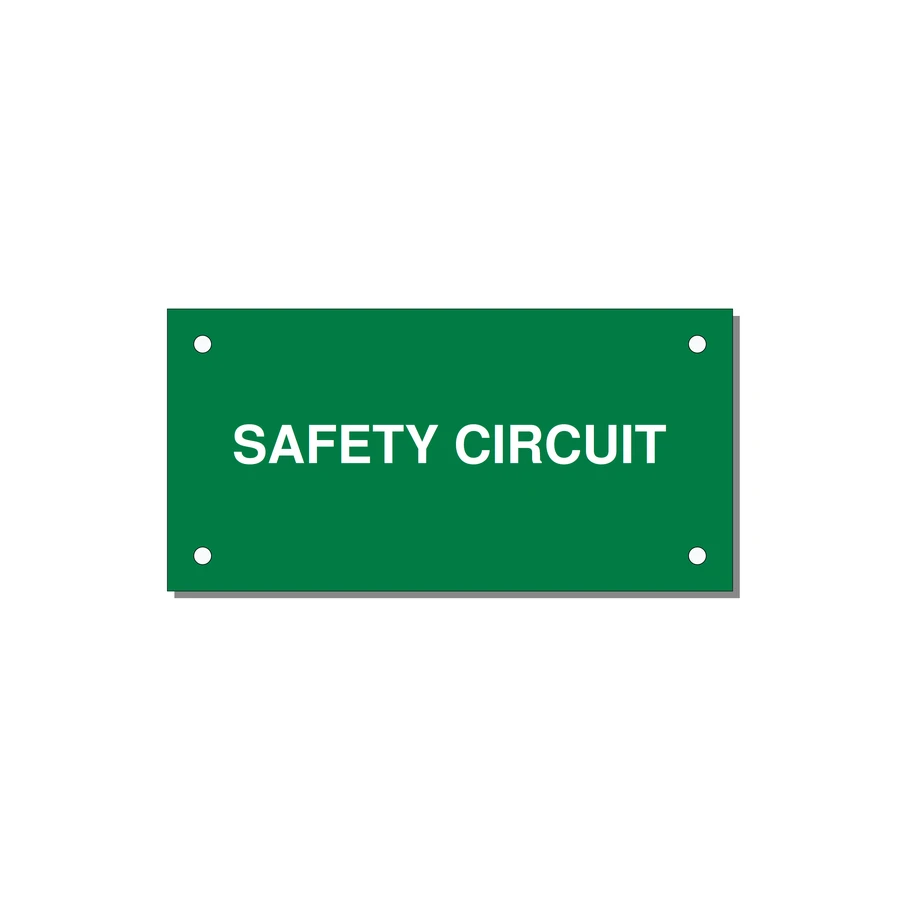 Safety Circuit Label – OEM Machine Safety — 4x2" White on Green, Holes