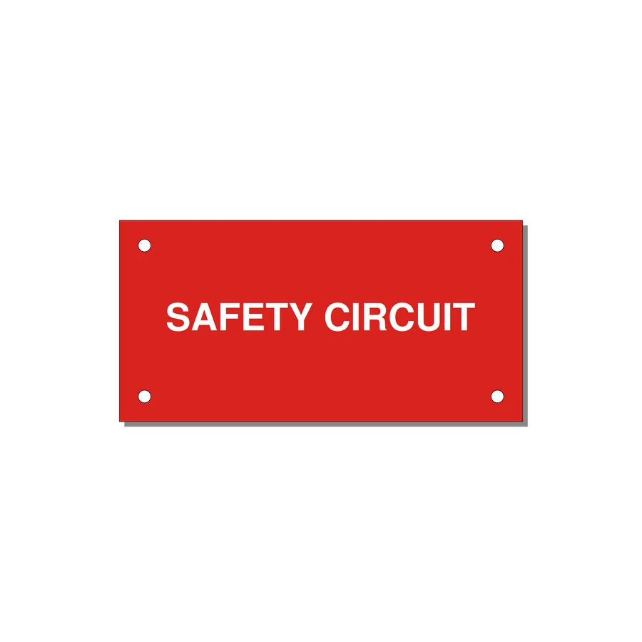 Safety Circuit Label – OEM Machine Safety — 4x2" White on Red, Holes