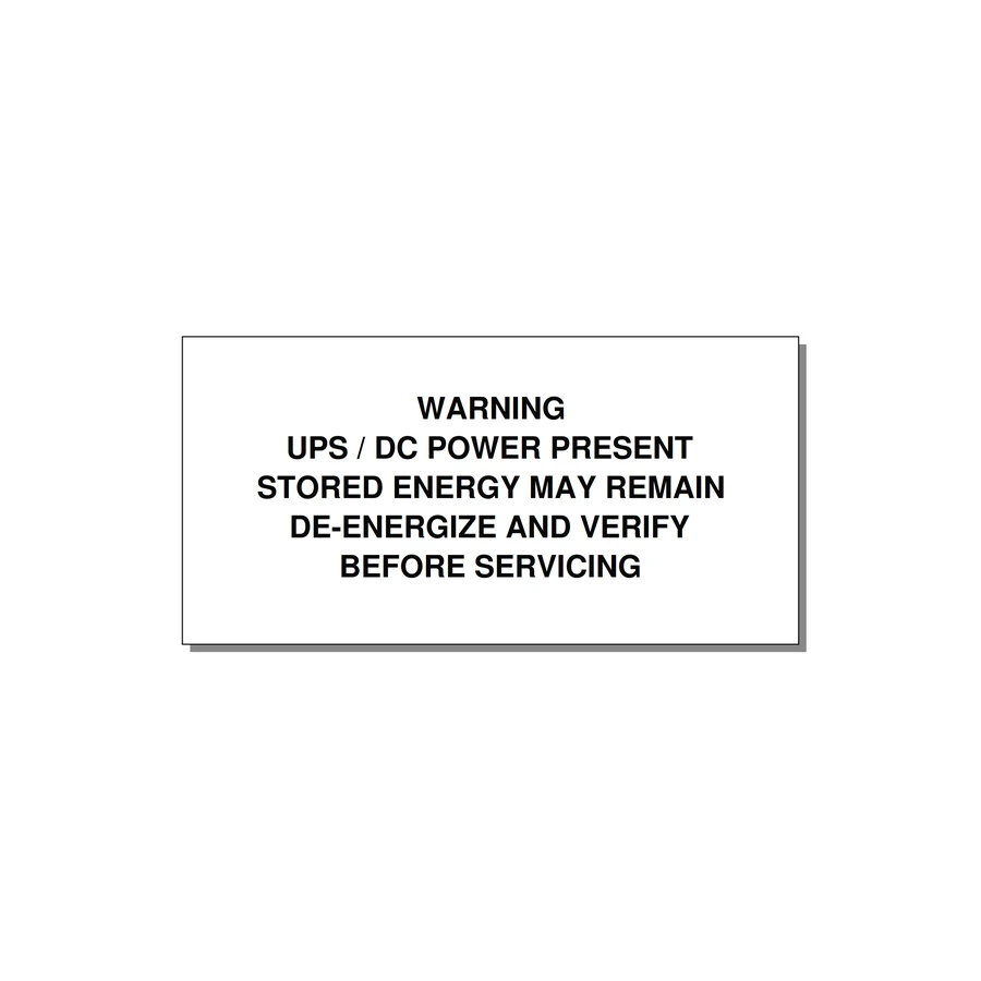 UPS / DC Power Present Label — 4x2" Black on White, Adhesive
