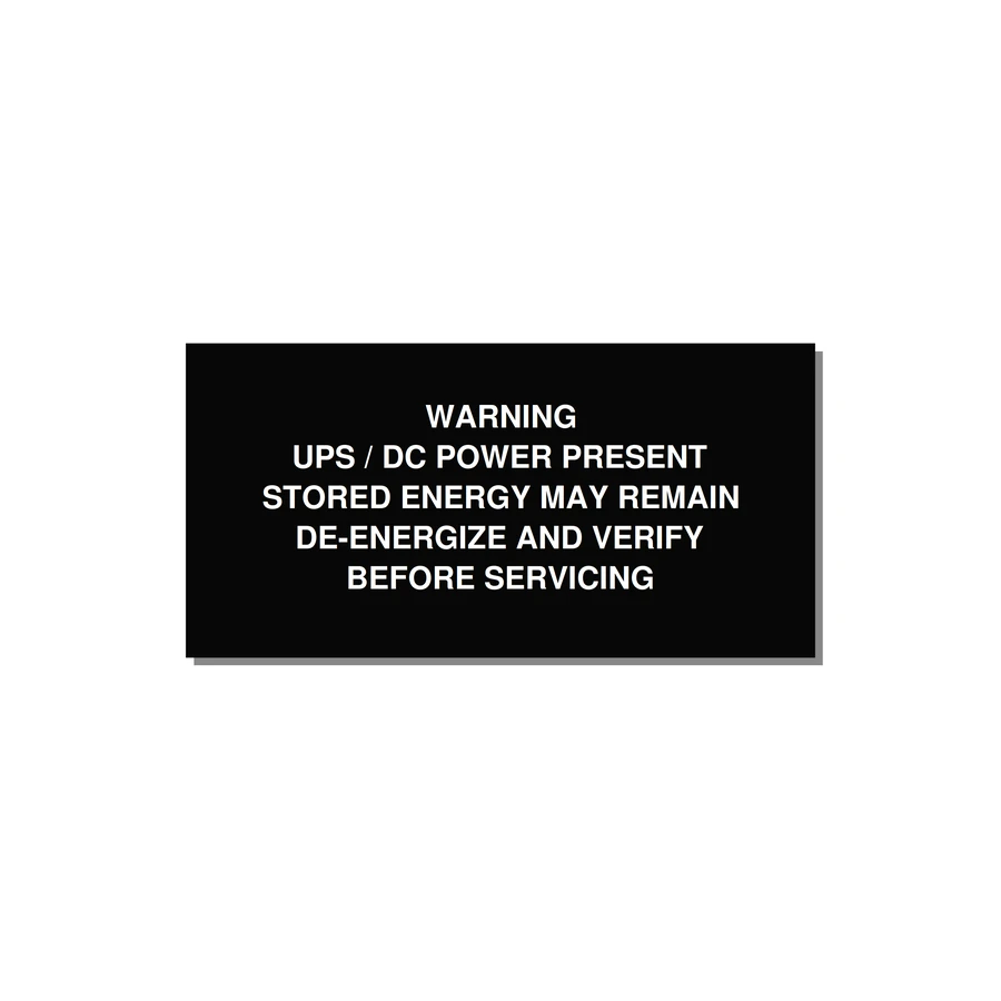 UPS / DC Power Present Label — 4x2" White on Black, Adhesive