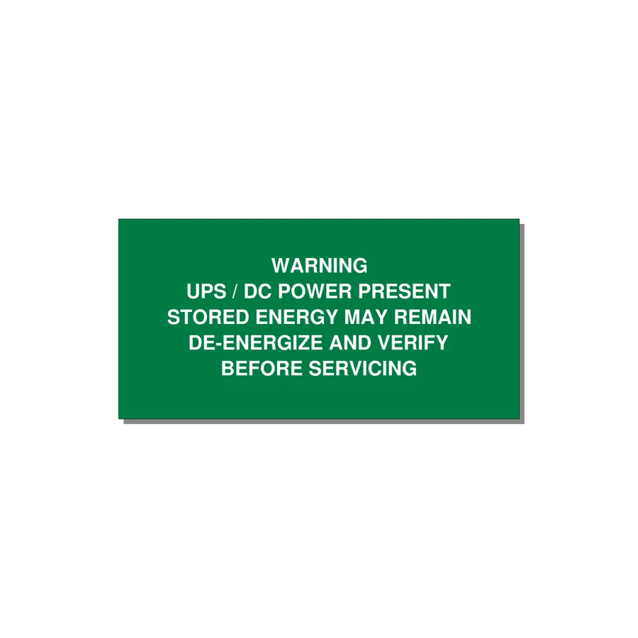 UPS / DC Power Present Label — 4x2" White on Green, Adhesive