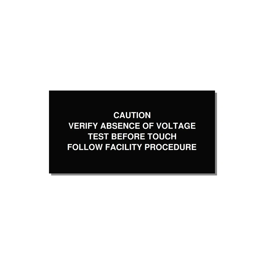 Verify Absence of Voltage Label — 4x2" White on Black, Adhesive