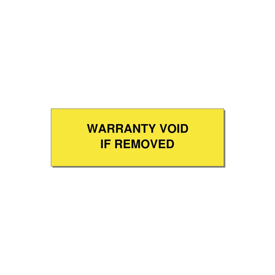 Warranty Void If Removed Label – OEM Equipment — 3x1" Black on Yellow, Holes