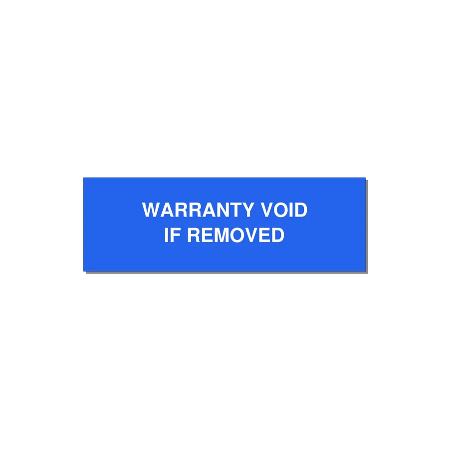 Warranty Void If Removed Label – OEM Equipment — 3x1" White on Blue, Adhesive
