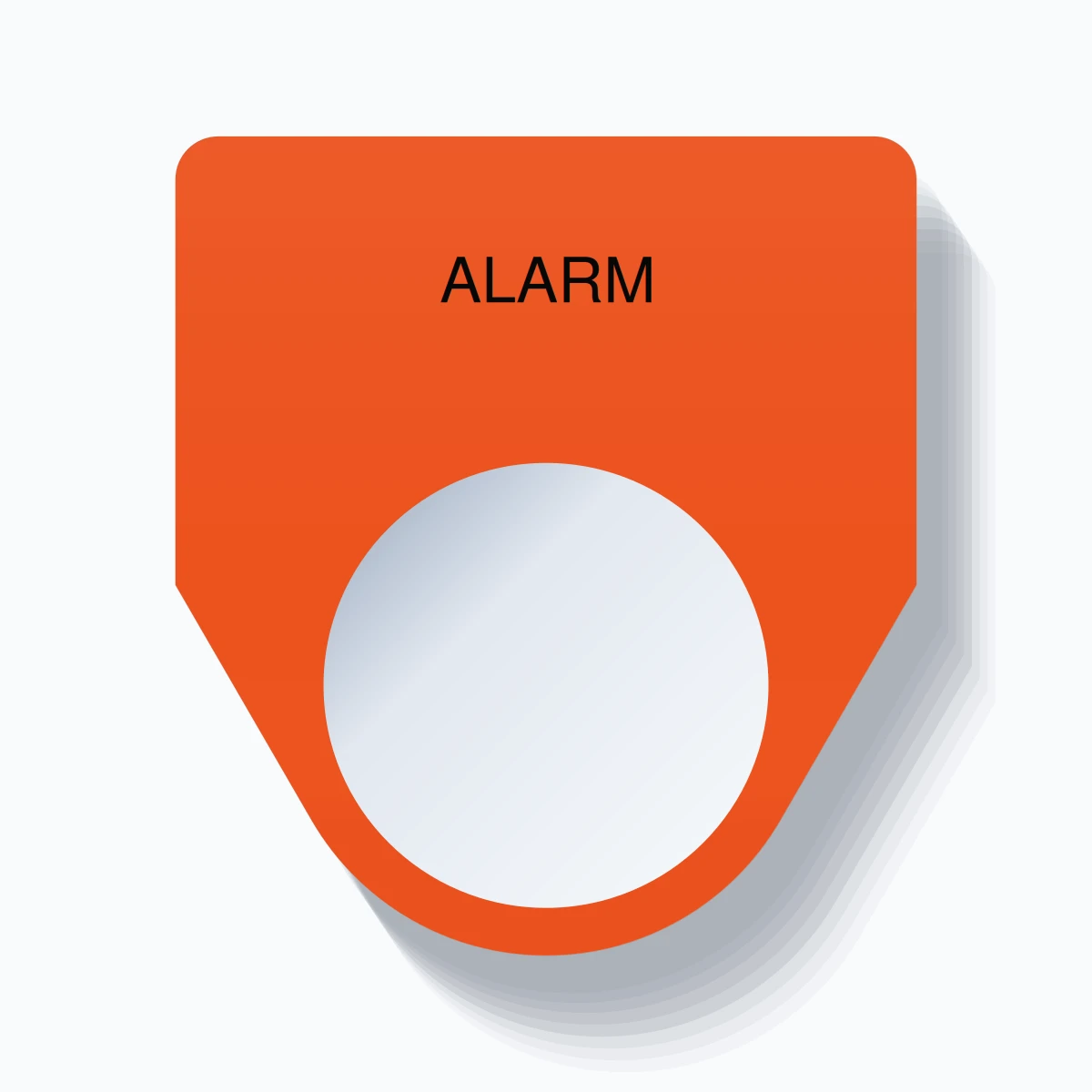 22mm Ring Tag – ALARM, Black on Orange