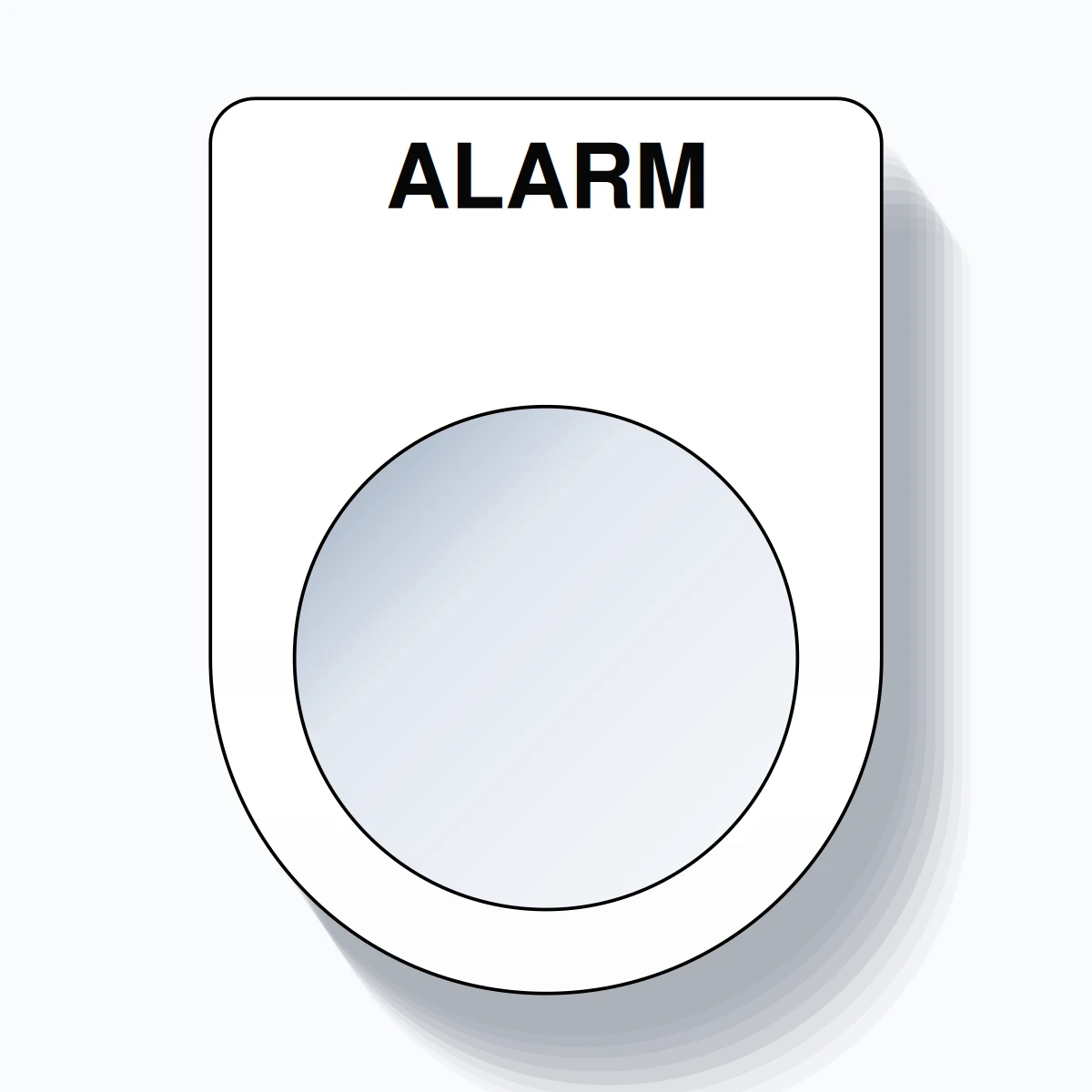 22mm Ring Tag – ALARM, Single-Line Slim, Black on White