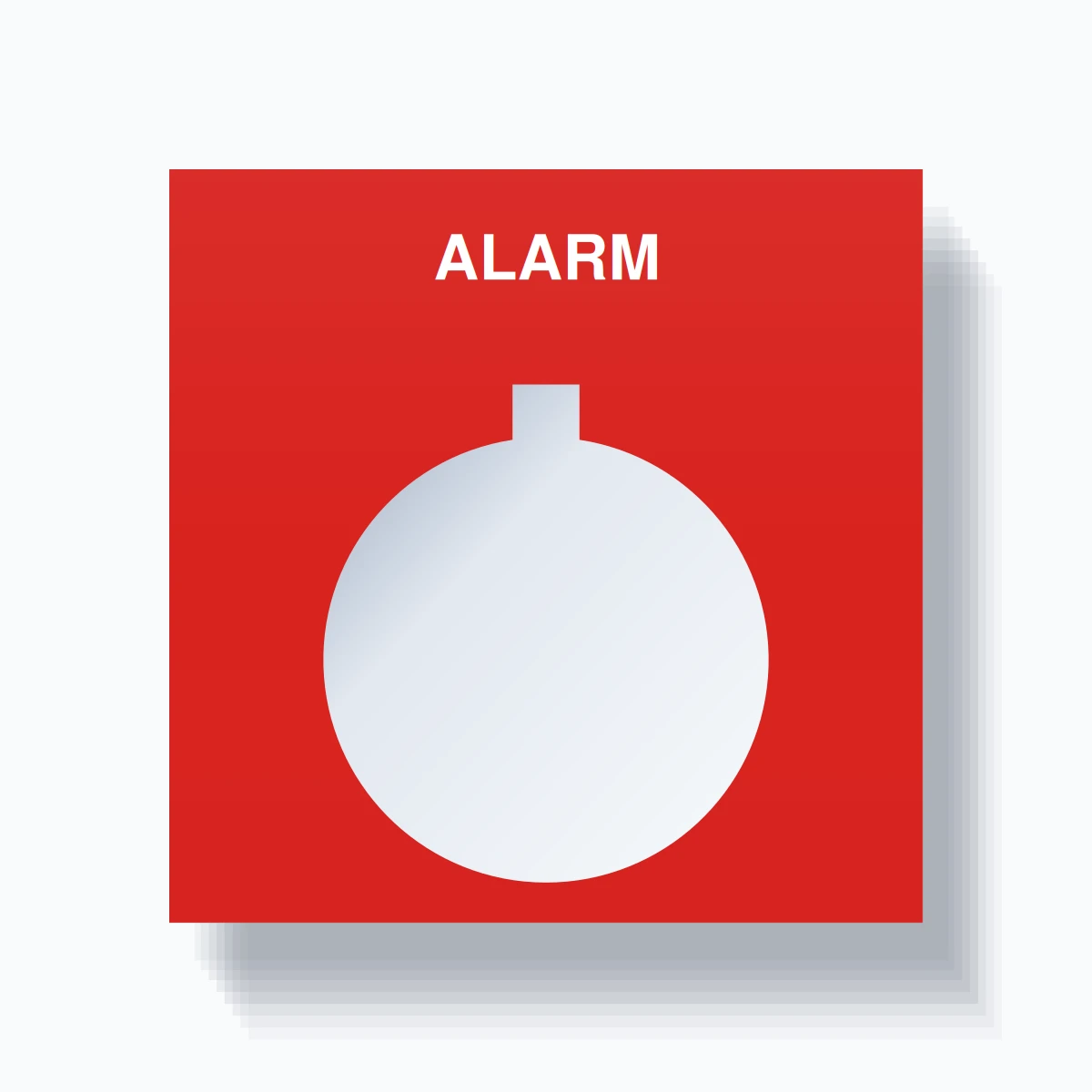 22mm Ring Tag – ALARM, Single-Line Square, Allen-Bradley Compatible, White on Red