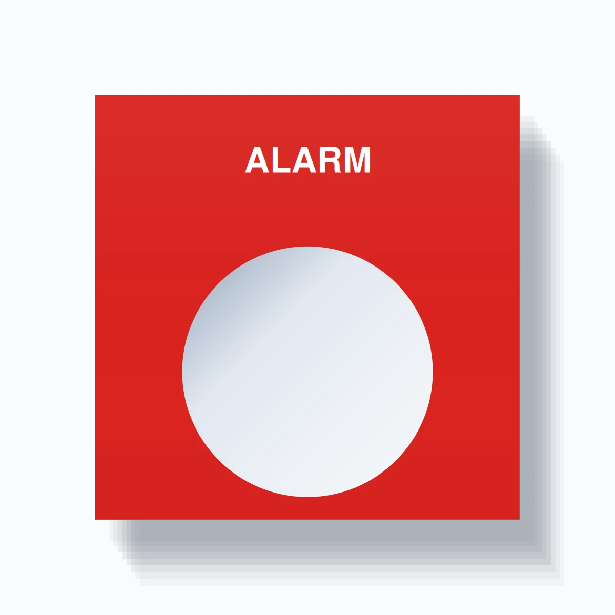 22mm Ring Tag – ALARM, Single-Line Square, White on Red