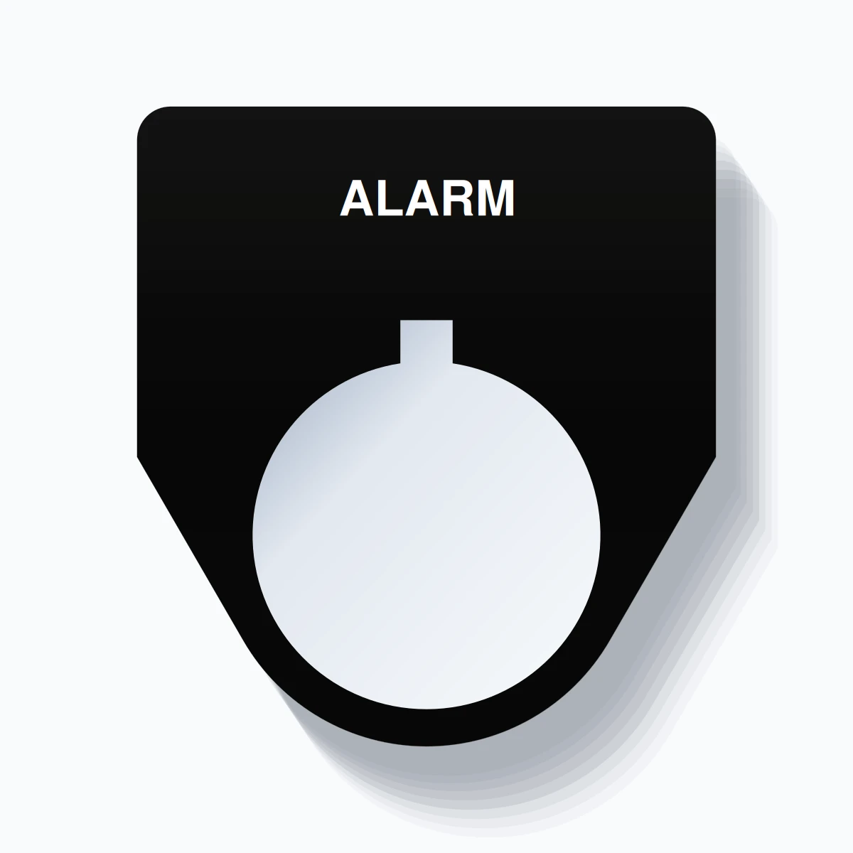 22mm Ring Tag – ALARM, Single-Line Traditional, Allen-Bradley Compatible, White on Black