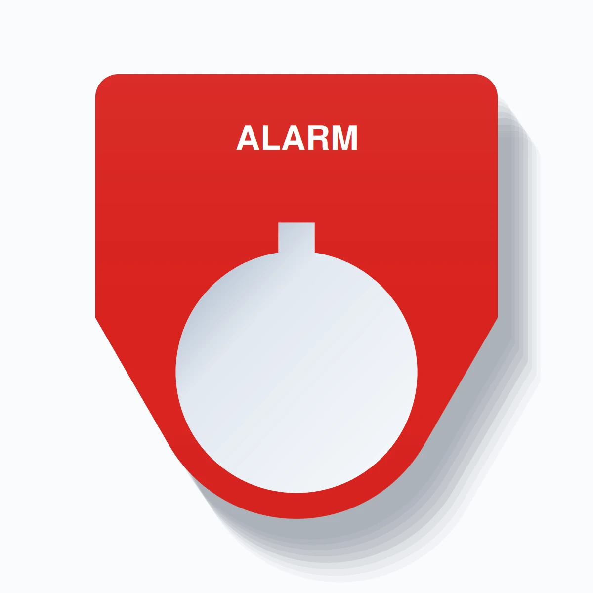 22mm Ring Tag – ALARM, Single-Line Traditional, Allen-Bradley Compatible, White on Red