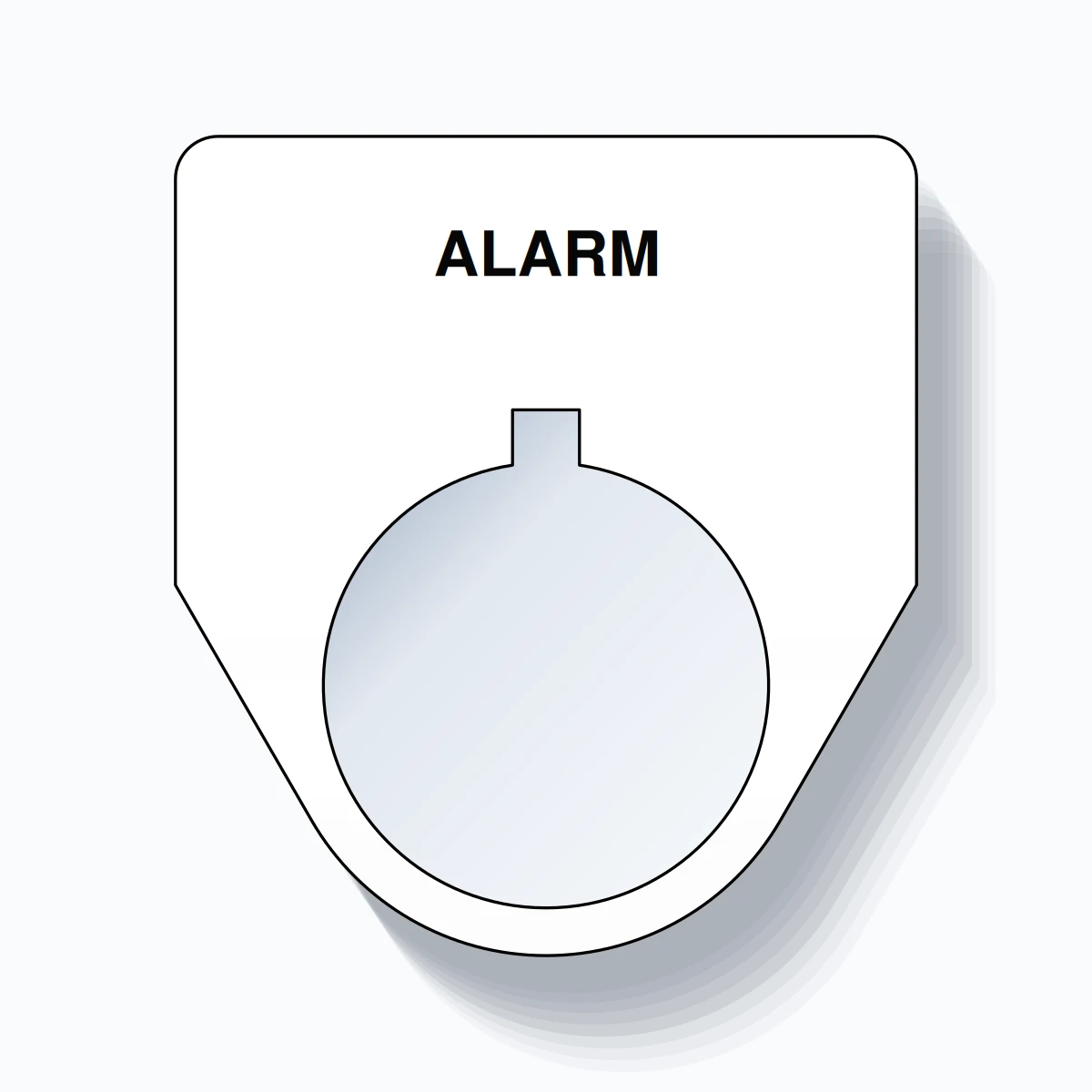 22mm Ring Tag – ALARM, Single-Line Traditional, Allen-Bradley Compatible, Black on White