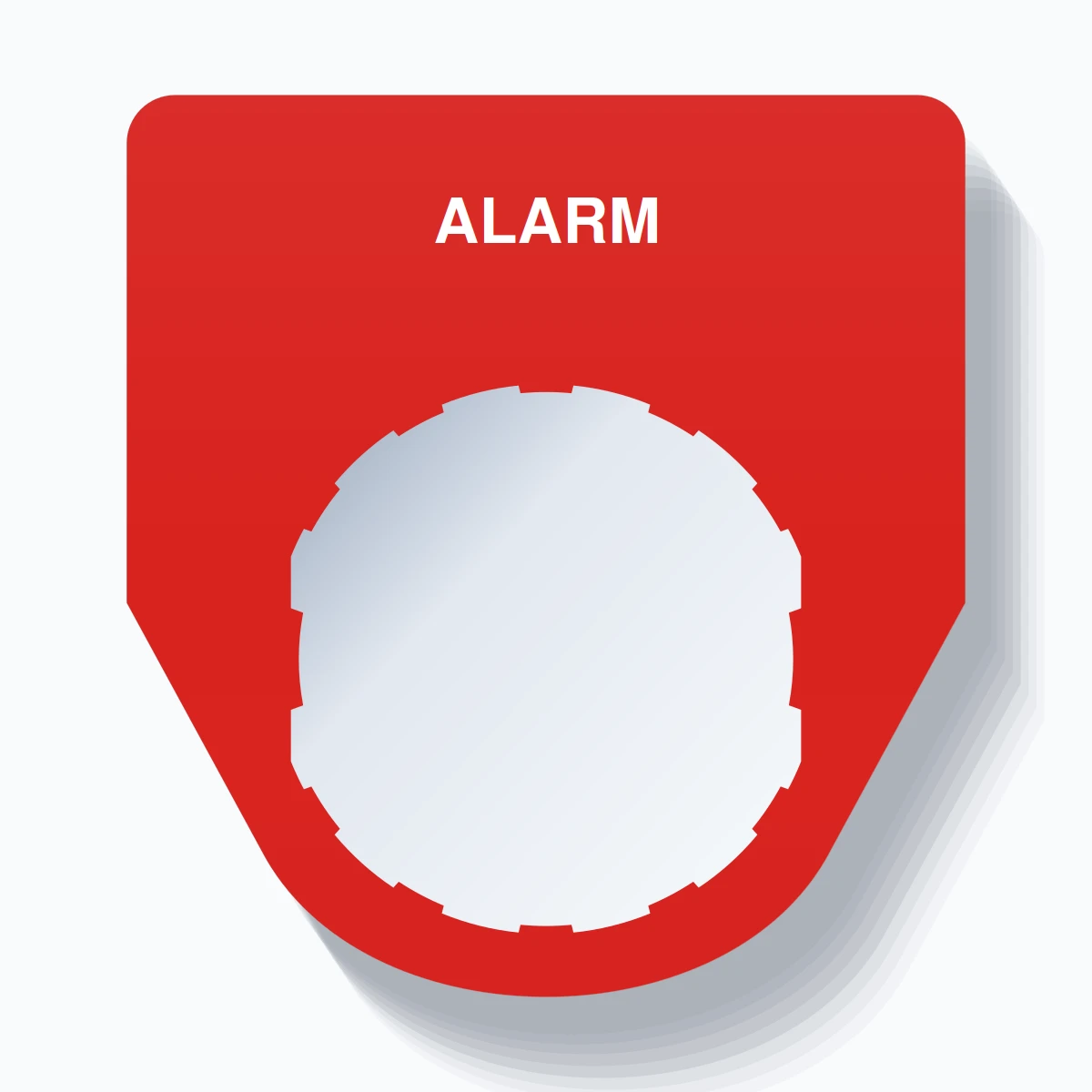 22mm Ring Tag – ALARM, Single-Line Traditional, Schneider Electric Compatible, White on Red