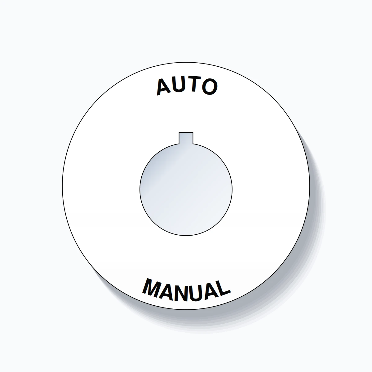 22mm Ring Tag – AUTO MANUAL, Single-Line 60mm Round, Allen-Bradley Compatible, Black on White
