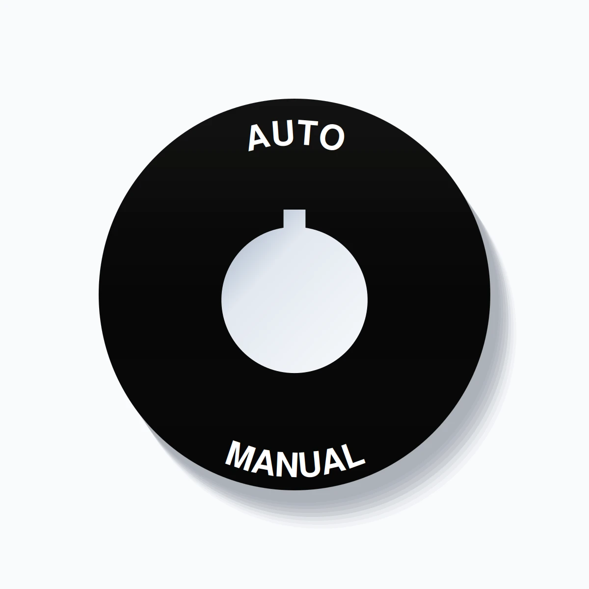 22mm Ring Tag – AUTO MANUAL, Single-Line 60mm Round, Allen-Bradley Compatible, White on Black