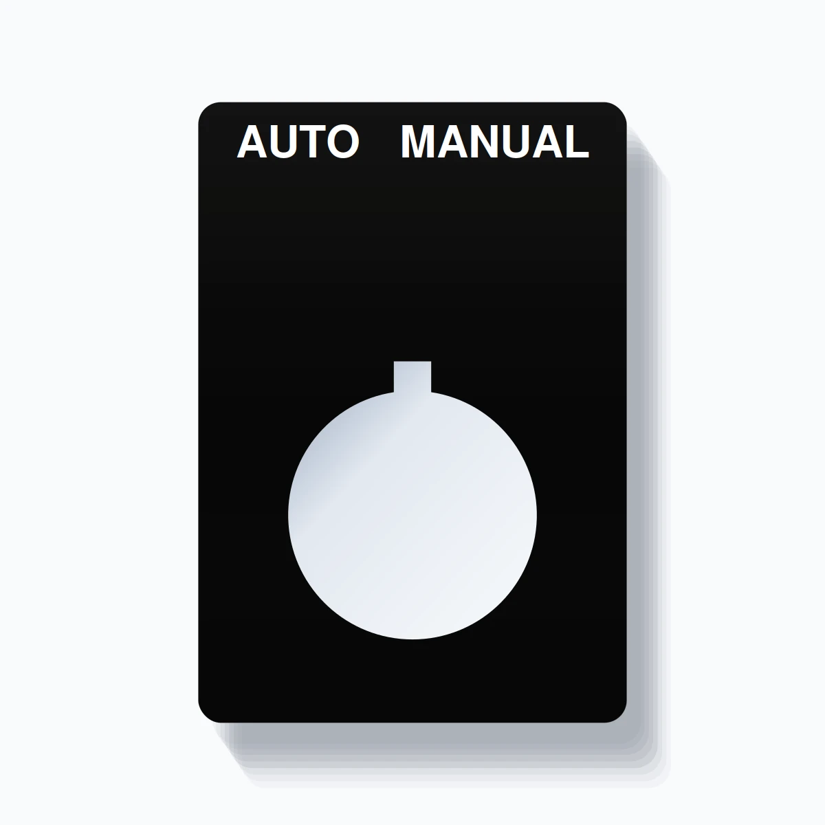 22mm Ring Tag – AUTO MANUAL, Two-Line Rounded, Allen-Bradley Compatible, White on Black