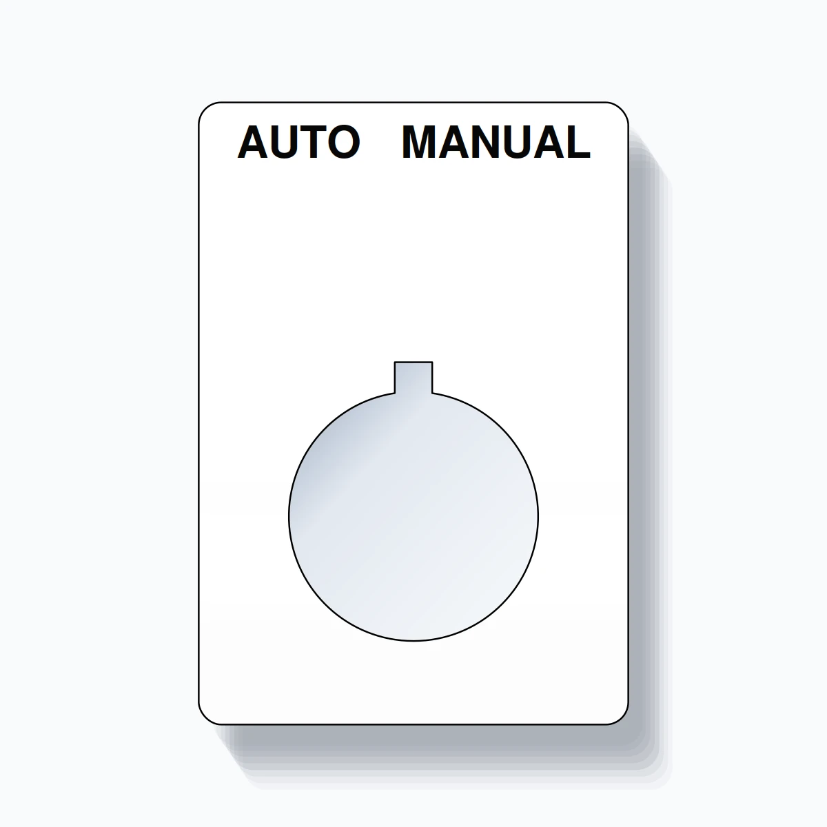 22mm Ring Tag – AUTO MANUAL, Two-Line Rounded, Allen-Bradley Compatible, Black on White