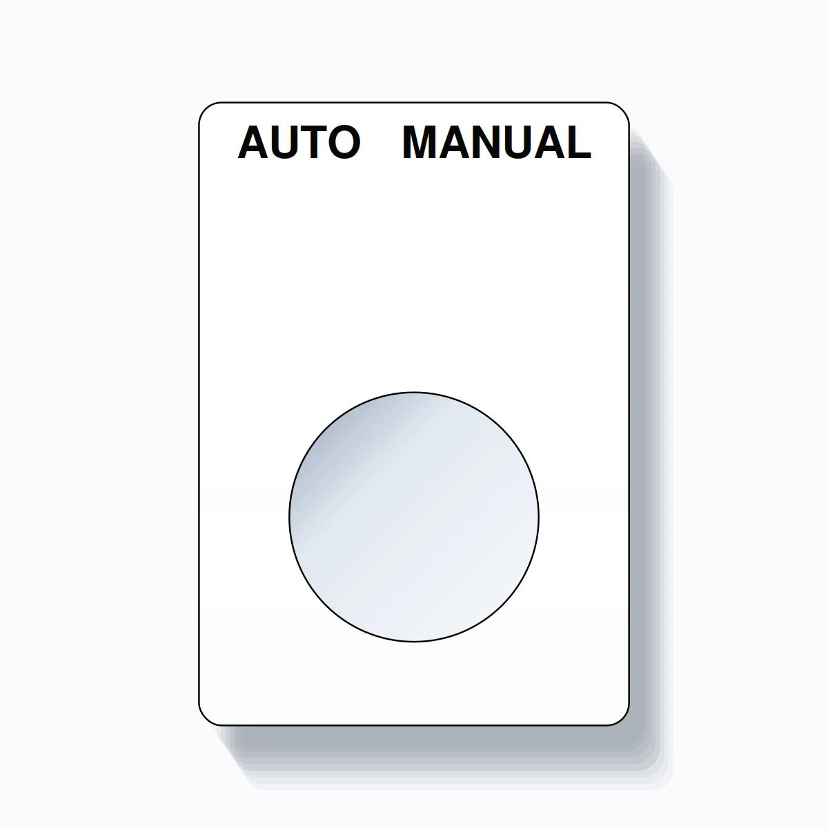 22mm Ring Tag – AUTO MANUAL, Two-Line Rounded, Black on White