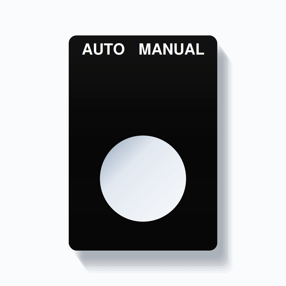 22mm Ring Tag – AUTO MANUAL, Two-Line Rounded, White on Black