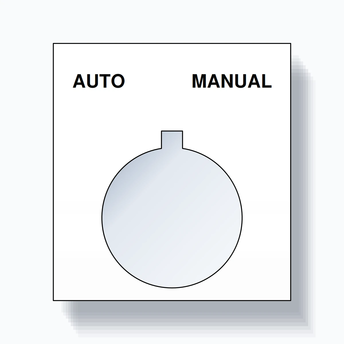 22mm Ring Tag – AUTO MANUAL, Two-Line Square, Allen-Bradley Compatible, Black on White