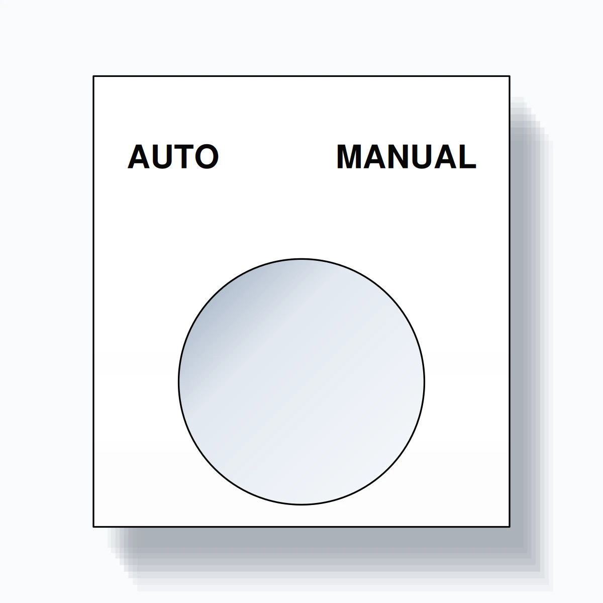 22mm Ring Tag – AUTO MANUAL, Two-Line Square, Black on White