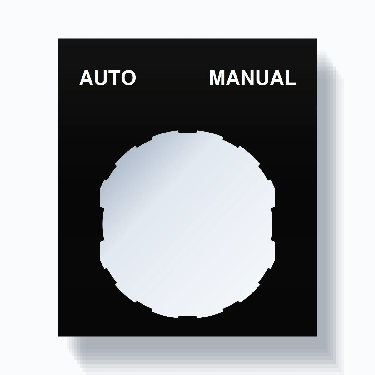 22mm Ring Tag – AUTO MANUAL, Two-Line Square, Schneider Electric Compatible, White on Black