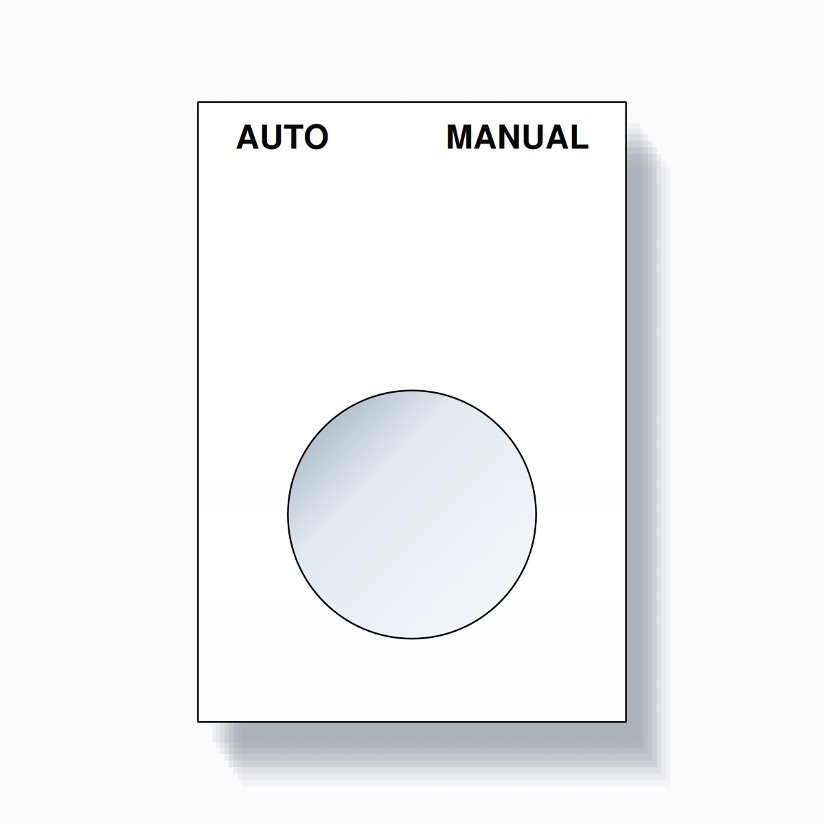 22mm Ring Tag – AUTO MANUAL, Two-Line Squared, Black on White