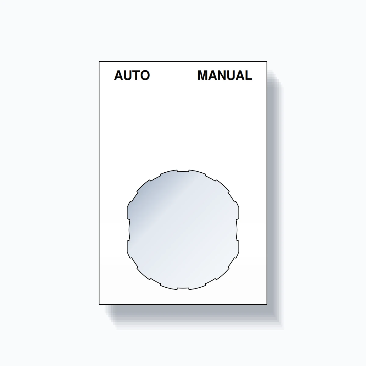 22mm Ring Tag – AUTO MANUAL, Two-Line Squared, Schneider Electric Compatible, Black on White