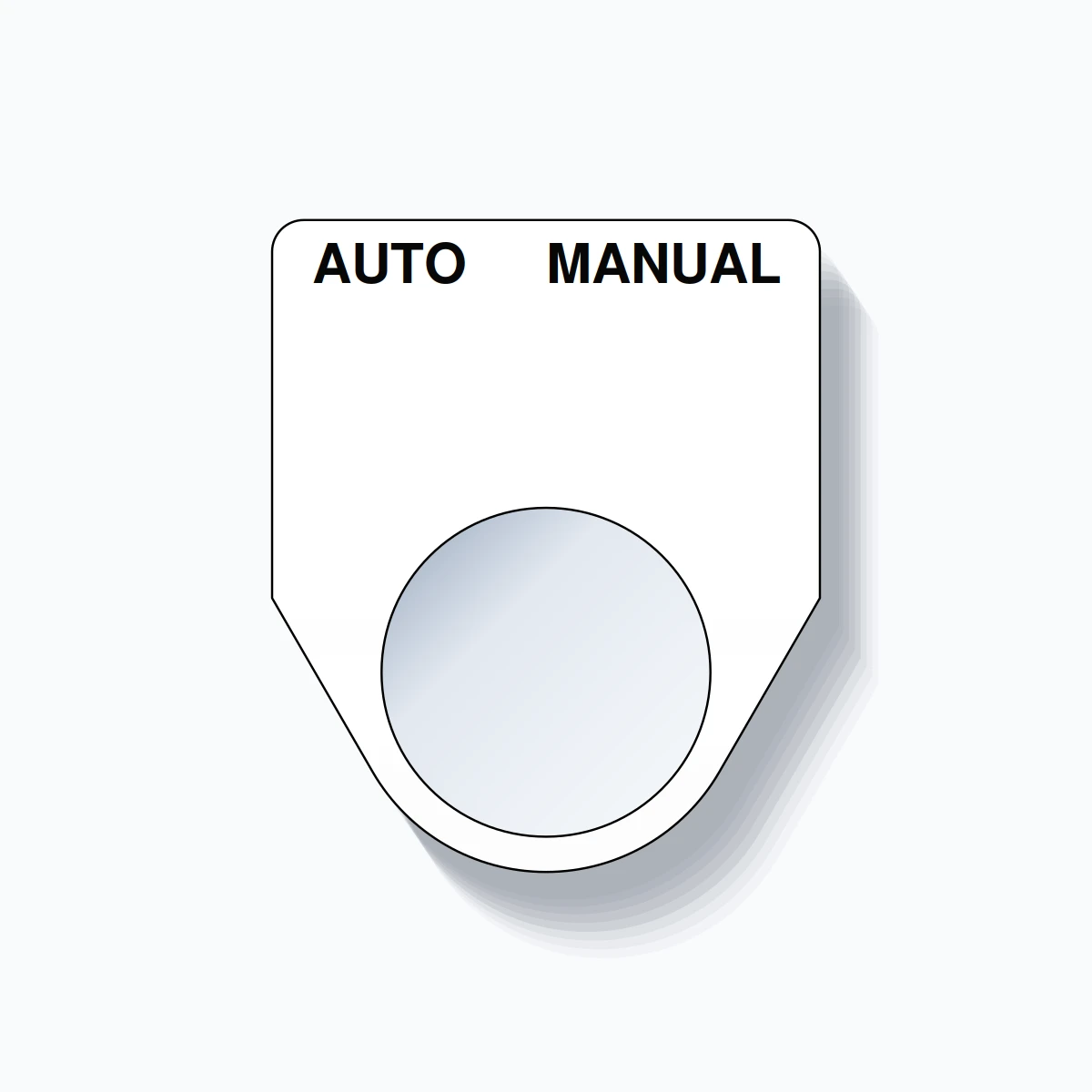 22mm Ring Tag – AUTO MANUAL, Two-Line Traditional, Black on White