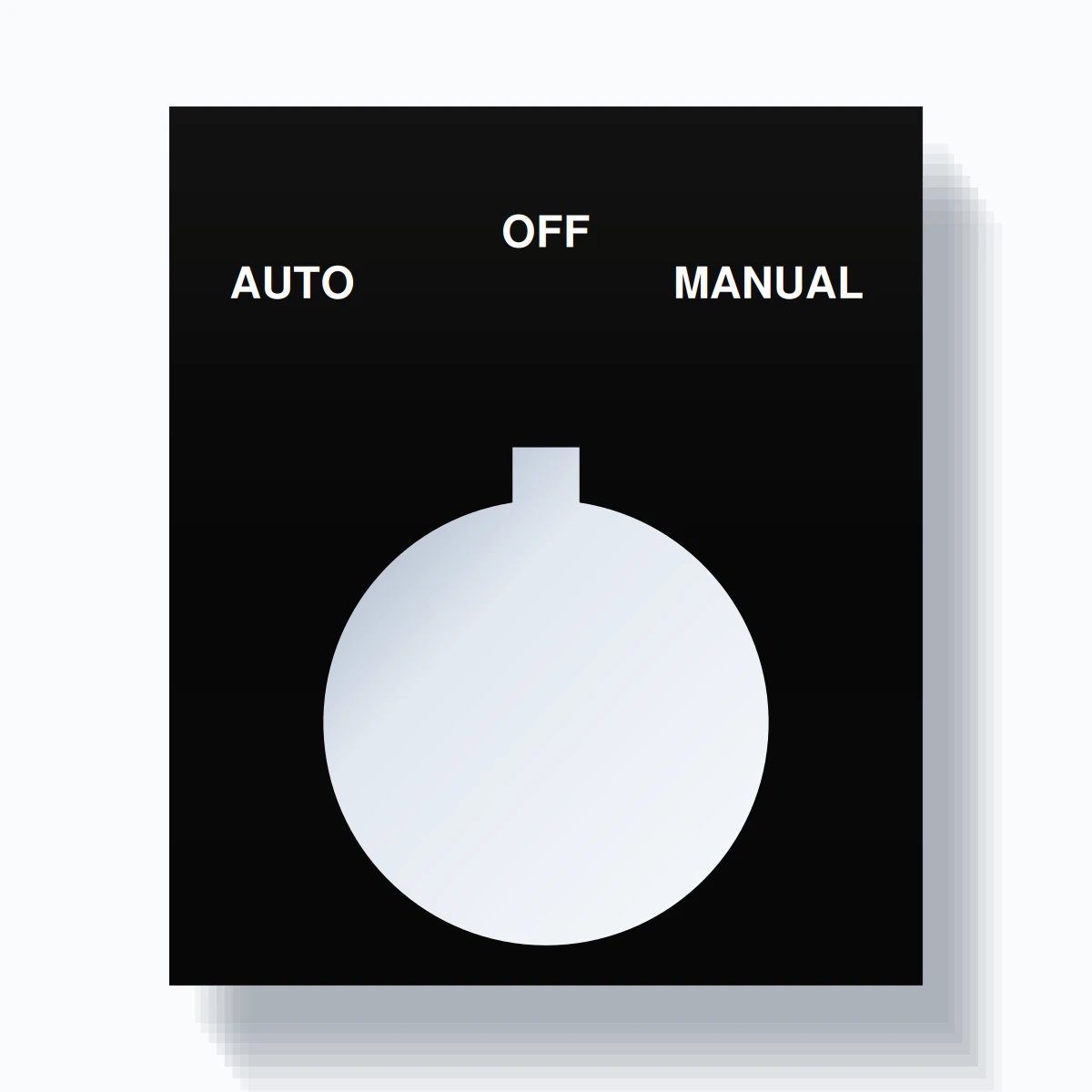 22mm Ring Tag – AUTO OFF MANUAL, Three-Line Square, Allen-Bradley Compatible, White on Black