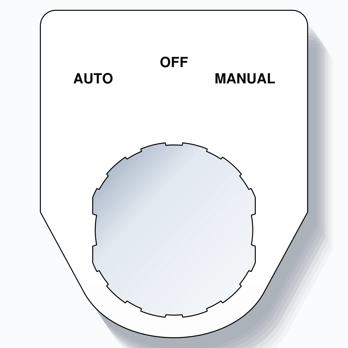 22mm Ring Tag – AUTO OFF MANUAL, Three-Line Traditional, Schneider Electric Compatible, Black on White
