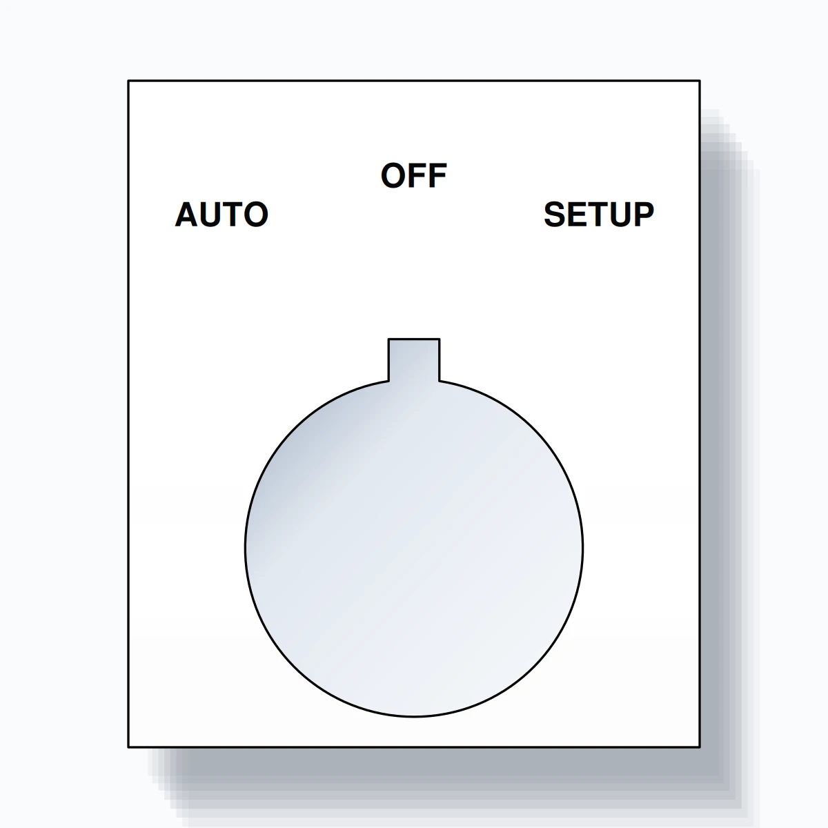 22mm Ring Tag – AUTO OFF SETUP, Three-Line Square, Allen-Bradley Compatible, Black on White