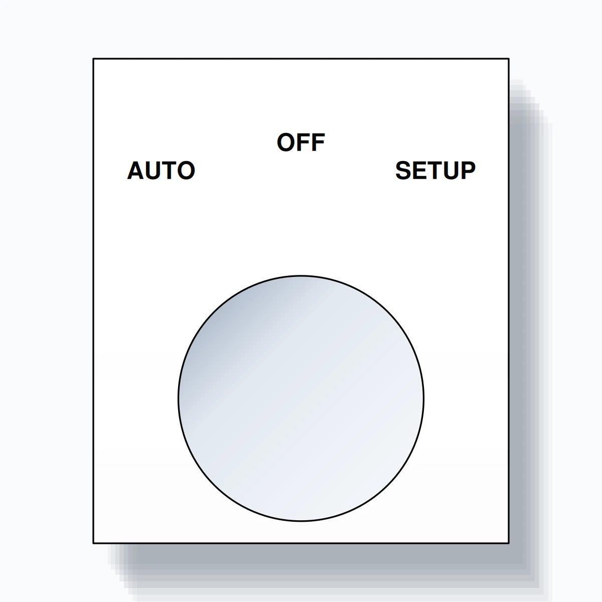 22mm Ring Tag – AUTO OFF SETUP, Three-Line Square, Black on White