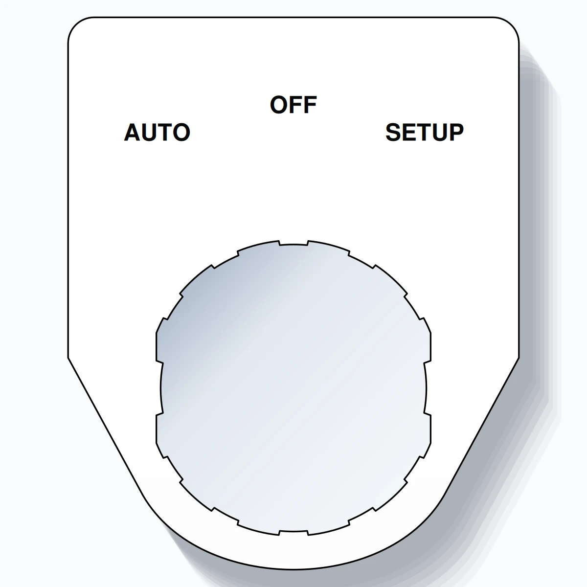 22mm Ring Tag – AUTO OFF SETUP, Three-Line Traditional, Schneider Electric Compatible, Black on White