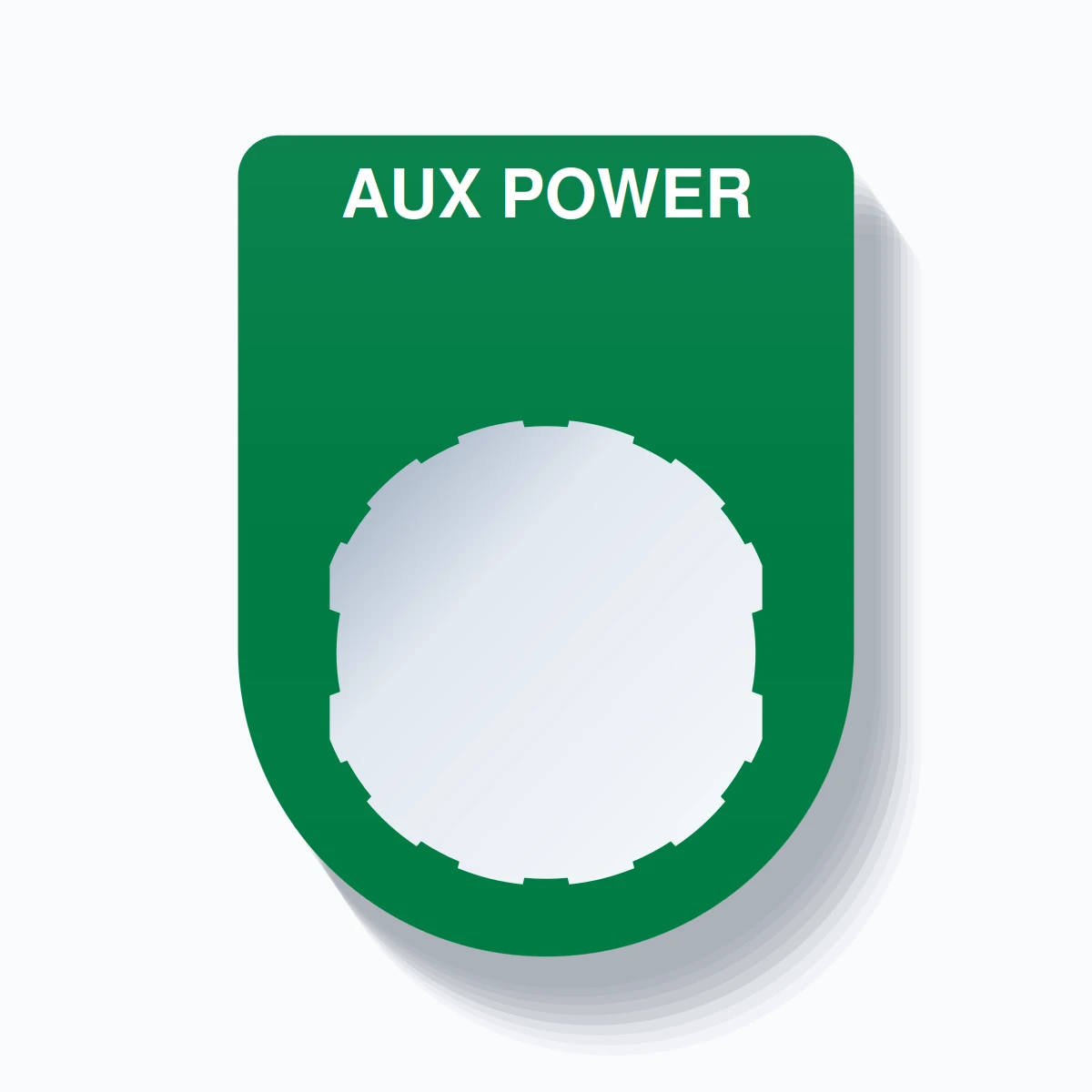 22mm Ring Tag – AUX POWER, Single-Line Slim, Schneider Electric Compatible, White on Green