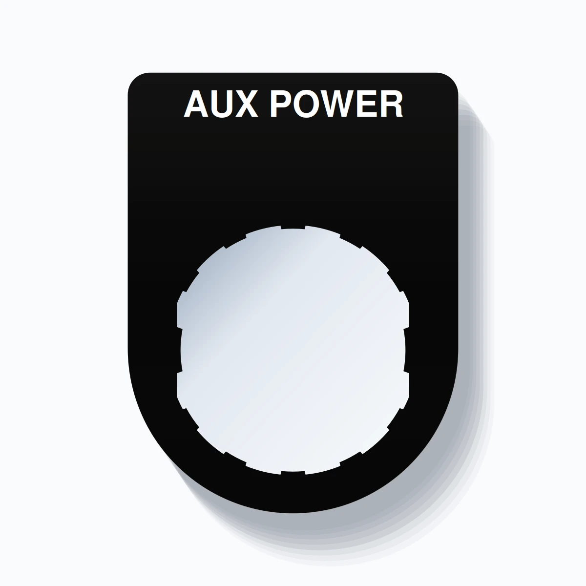 22mm Ring Tag – AUX POWER, Single-Line Slim, Schneider Electric Compatible, White on Black